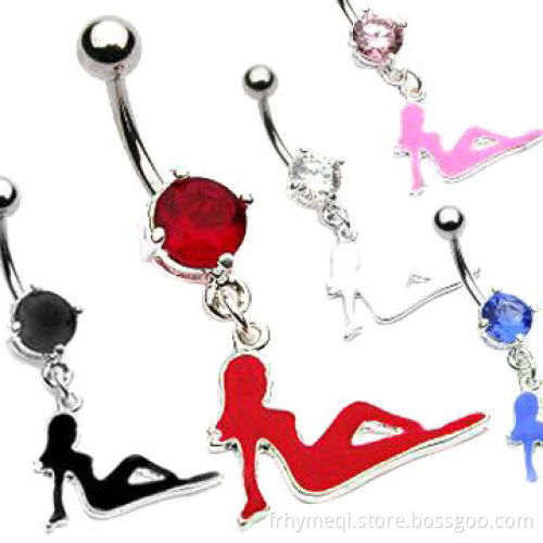 Dangling Crystal Navel Belly Rings, Customized Colors Available, Excellent Workmanship